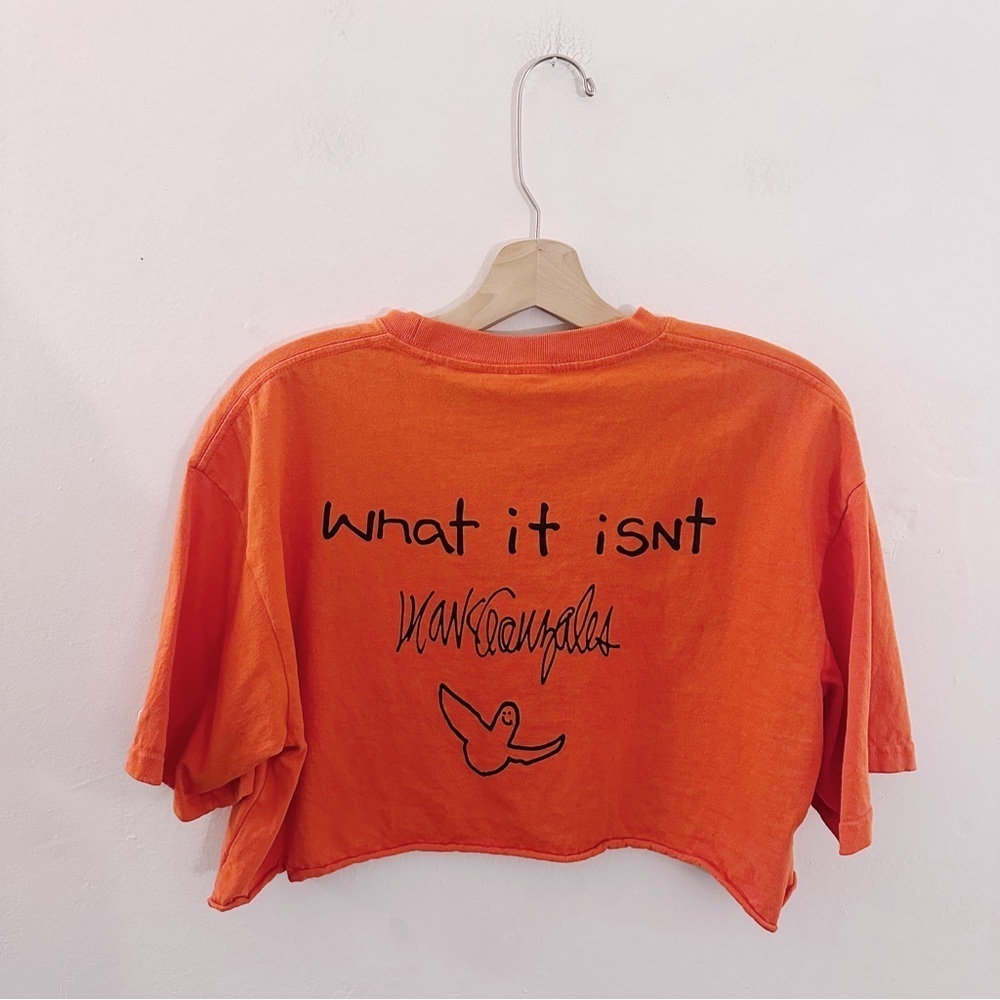 What It Isnt Mark Gonzales Cropped Orange Cotton Tshirt Tee Pocket - Picture 5 of 5